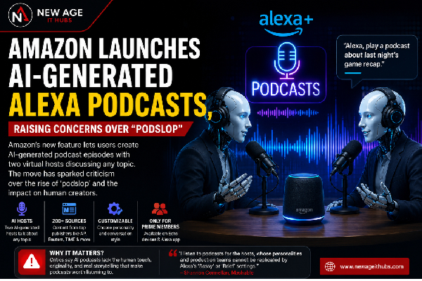 Amazon Launches AI-Generated Alexa Podcasts, Raising Concerns Over “Podslop”