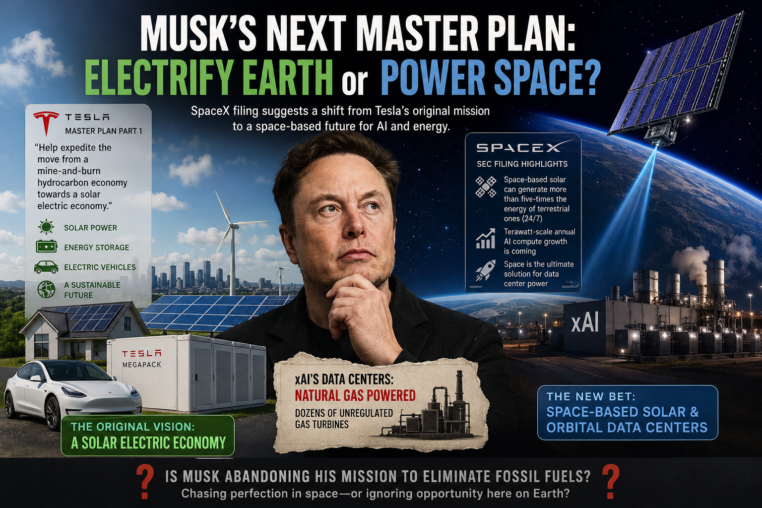Elon Musk’s Shift From Earth-Based Solar to Space-Powered AI Sparks Debate